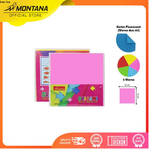MONTANA Kertas Lipat Origami Warna 12 x 12 cm 20 Lembar Multiwarna Folded Paper
