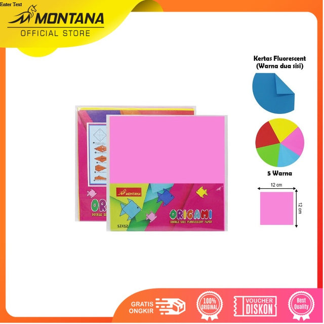 MONTANA Kertas Lipat Origami Warna 12 x 12 cm 20 Lembar Multiwarna Folded Paper