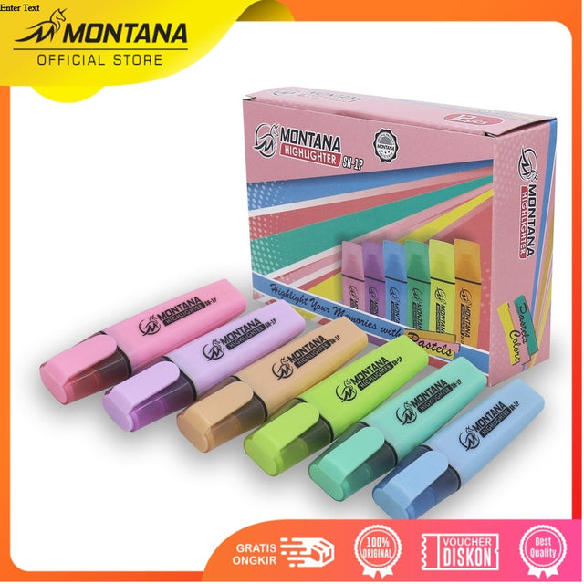 MONTANA Highlighter Stabilo 104 x 28 x 17 mm Color Marker Penanda Berwarna SH-1P Box