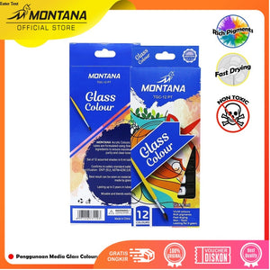 MONTANA Glass Colour 12 Warna x 6ml Cat Akrilik Smooth Rich Colors TGC-12PT