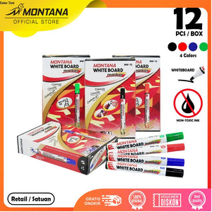 MONTANA Spidol Papan Tulis Medium Whiteboard Marker Bullet Tip MW-12 Retail