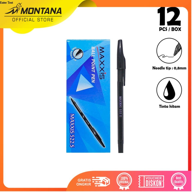 MONTANA Pulpen Pena 0.8mm Ballpoint Pen Alat Tulis Maxxis 522S/Lusin