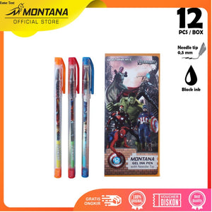MONTANA Pulpen Pena Gel 0.5mm 12 Pcs Ballpoint Pen Alat Tulis 411 C-ROBOT
