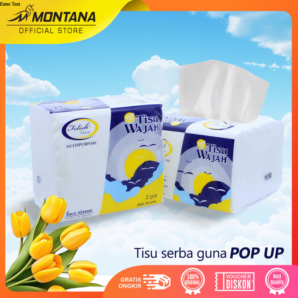 MONTANA Felish Facial Tissue 200 Sheet 2 Ply Tisu Serbaguna Food Grade copy