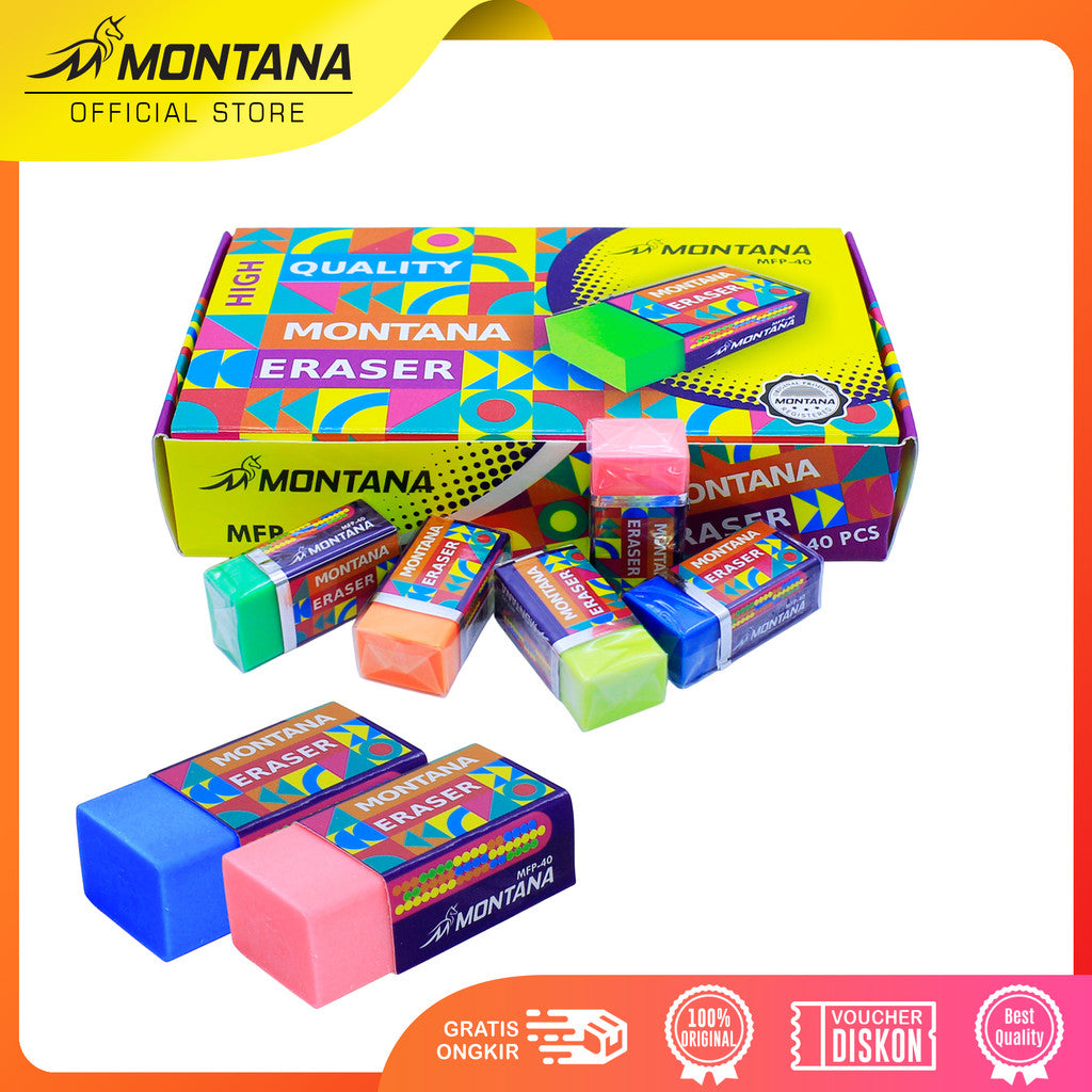 MONTANA Penghapus Pensil 3 x 2 x 1.2 cm Eraser Dust Free MFP-40/Retail