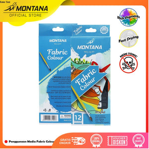 MONTANA Fabric Colour Cat Kain 12 Warna x 6ml Smooth Rich Colors & Pigments TFC-12PT