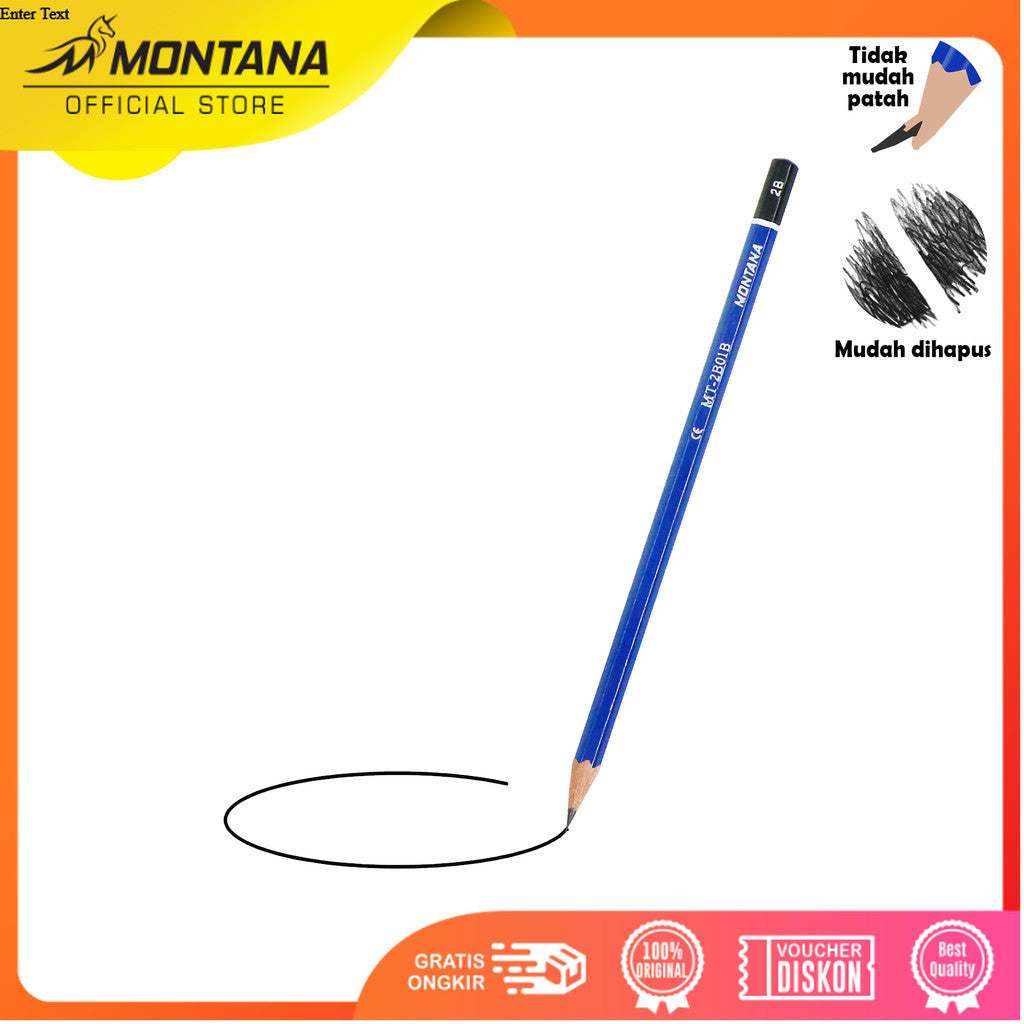 MONTANA Pensil 2B Lulus Uji Komputer 1 Gross Pencil Alat Tulis Sekolah dan Kantor MT2B01-B