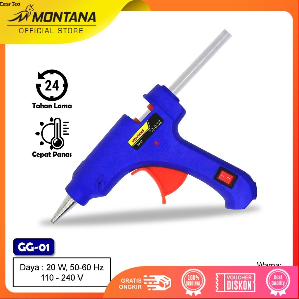 MONTANA Glue Gun Lem Tembak 20 Watt Perekat Serbaguna GG-01 Merah