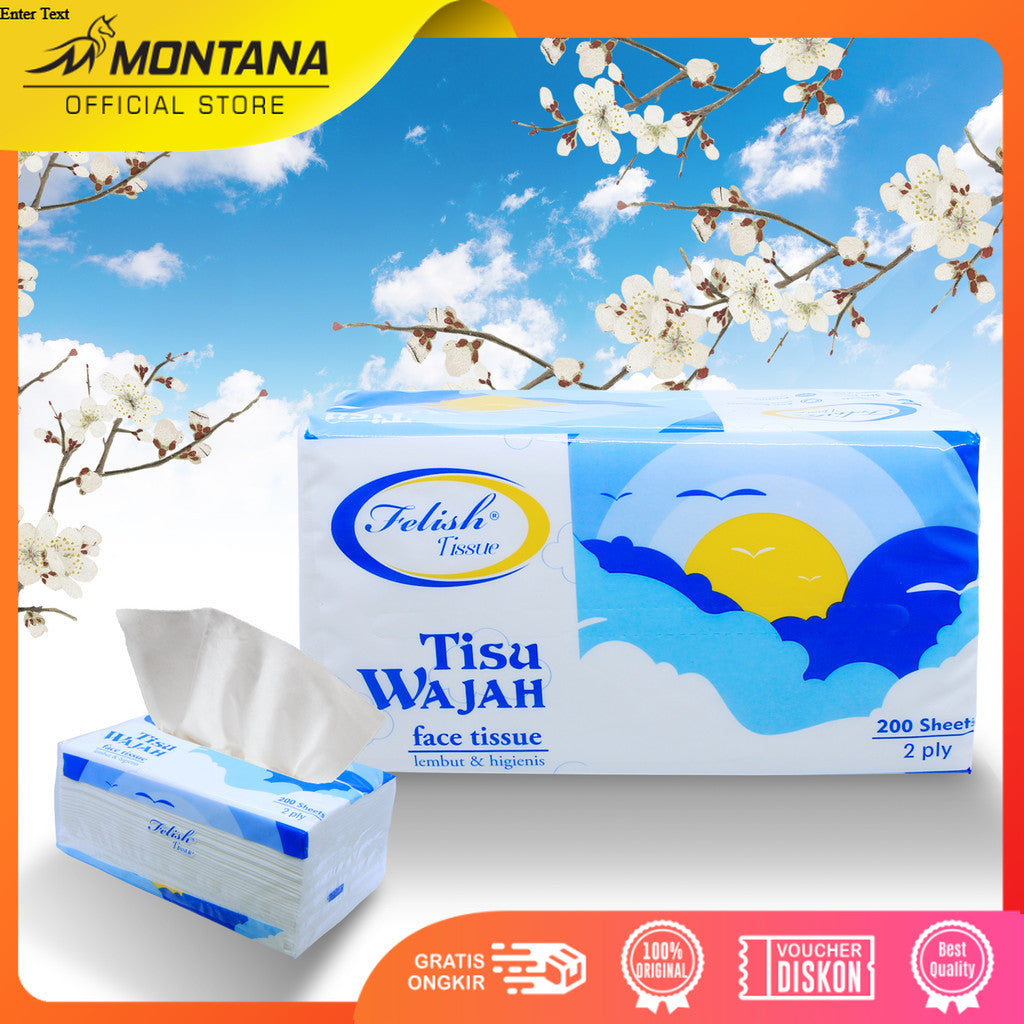 MONTANA Felish Facial Tissue 200 Sheet 2 Ply Tisu Wajah Halus dan Lembut Hypoallergenic copy