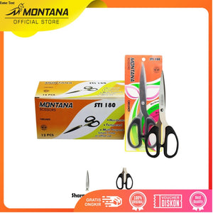 MONTANA Scissors Gunting Stainless Steel 20.5 Cm Multipurpose Kuat Tajam Anti Karat STI-180/Lusin