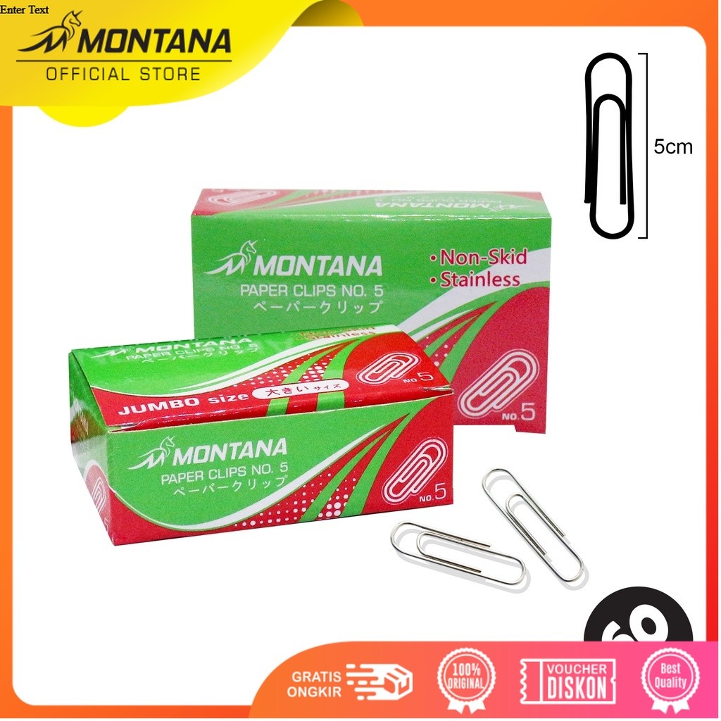 MONTANA Paper Clip Penjepit Klip Kertas 60 Pcs Best Quality Serbaguna No.5/Retail