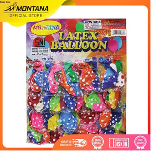 MONTANA Balon Latex Polkadot 100 Pcs Balloon Mix Warna MLMP/CARD