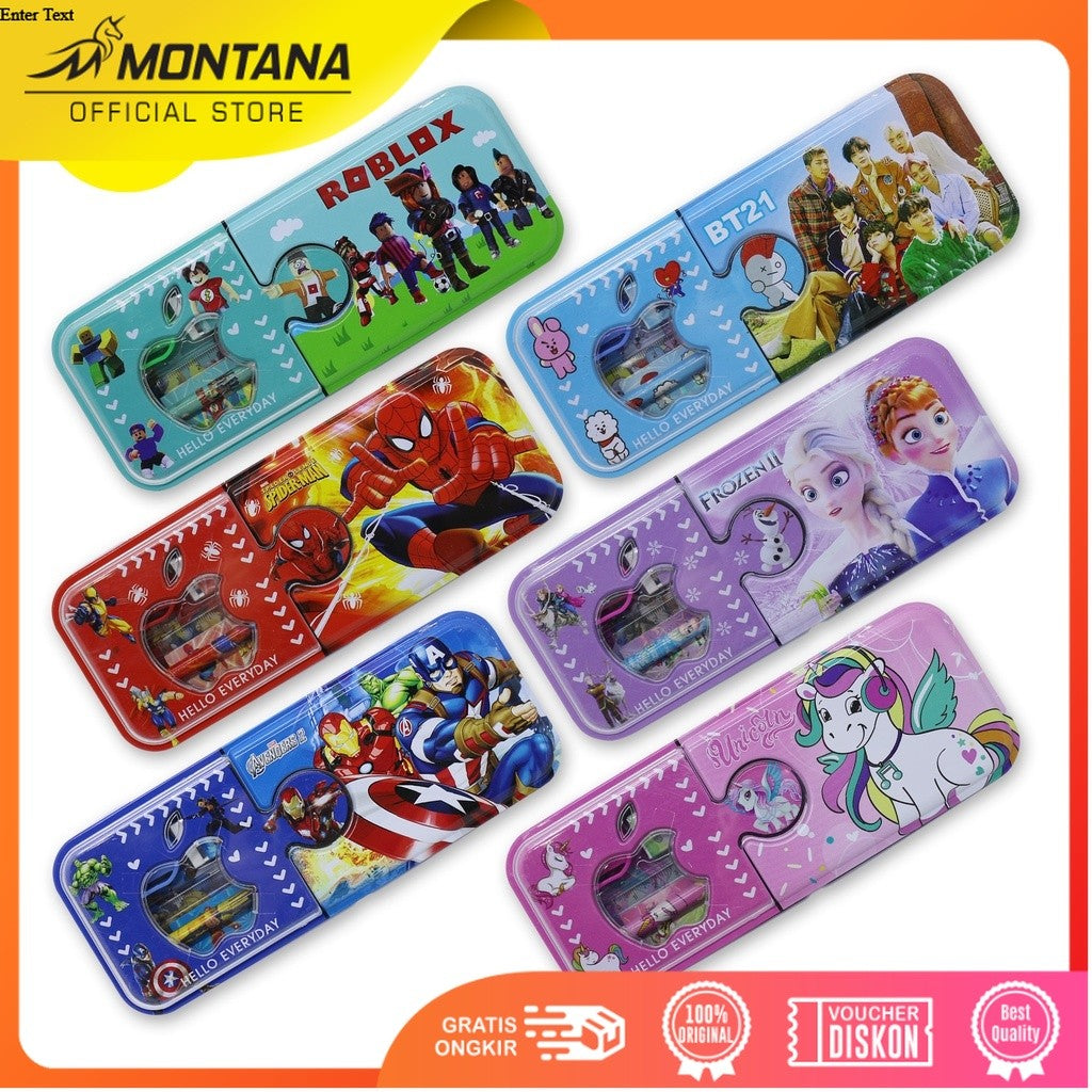 MONTANA Kotak Pensil 21x8.2x3 Cm Pencil Case Study Set Tempat Alat Tulis 4318
