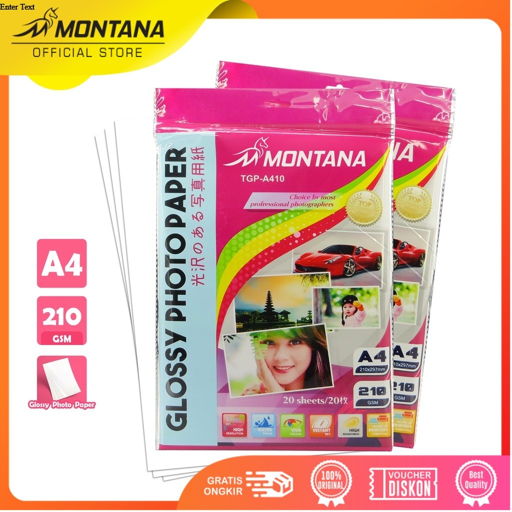 MONTANA Glossy Photo Paper A4 20 Sheets 210 GSM Kertas Foto TGP-A420