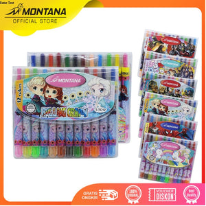 MONTANA Rolling Crayon 12 Warna Krayon Putar Smooth Rich Color Alat Mewarnai T-TC12 Mini