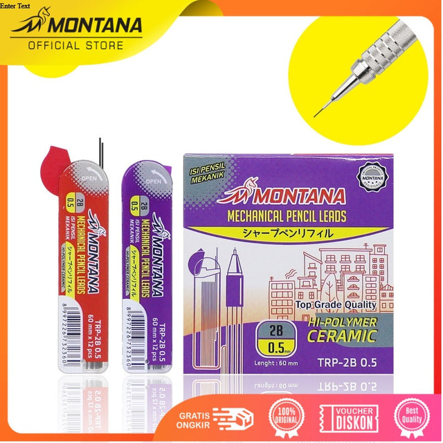 MONTANA Refill Isi Pensil Mekanik 0.5mm 12 Pcs Mechanical Pencil Leads Alat Tulis TRP-2B/0.5mm