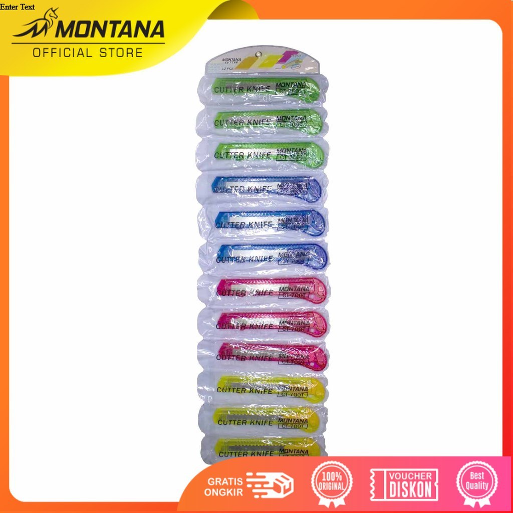 MONTANA Cutter Pisau Pemotong 15 x 3 cm 12 Pcs Blade Knife Serbaguna CT-700/Lusin