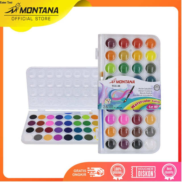 MONTANA Water Color Cat Air 36 Warna Include High Synthetic Paint Brush TCC-36