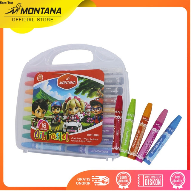 MONTANA Oil Pastel Krayon Minyak 18 Warna Water Resistant Alat Mewarnai TOP-18-MN