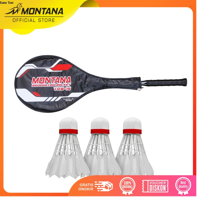 MONTANA Badminton Racket 1 Pcs + Shuttlecock 3 Pcs Raket dan Kok Bulu Tangkis TRB1S