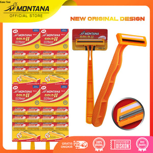 MONTANA Razor Blades Stainless Alat Cukur 2 Mata Pisau Gold Edition 118m Perfection Shaving TRZ-2W