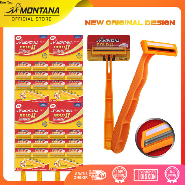 MONTANA Razor Blades Stainless Alat Cukur 2 Mata Pisau Gold Edition 118m Perfection Shaving TRZ-2W