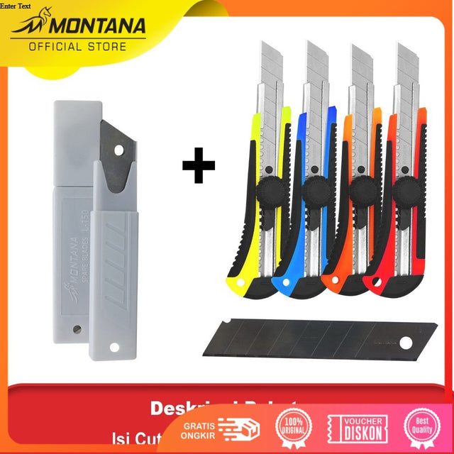 MONTANA Bundling Cutter Pisau Pemotong 15.5 x 4.5 cm + Refill 1 Set Blade Knife CTL-500 + L-150