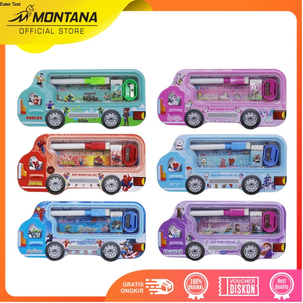 MONTANA Kotak Pensil 20x10x6 Cm Pencil Case Study Set Tempat Alat Tulis 3326