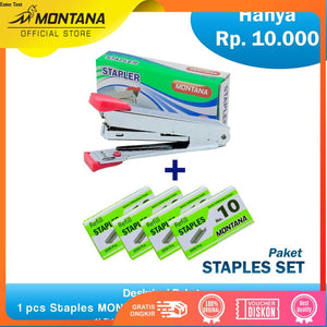MONTANA Staples Set 1Pcs Stapler Jepretan Steples HD-10 + 4pcs Isi Stapler RS-10