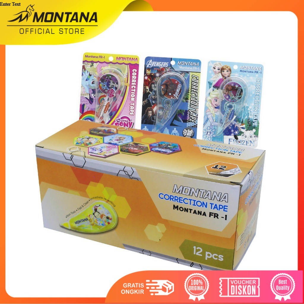 MONTANA Correction Tape Pita Koreksi 8.5 m x 3.5 cm High Quality Pita Koreksi FR-1/LUSIN