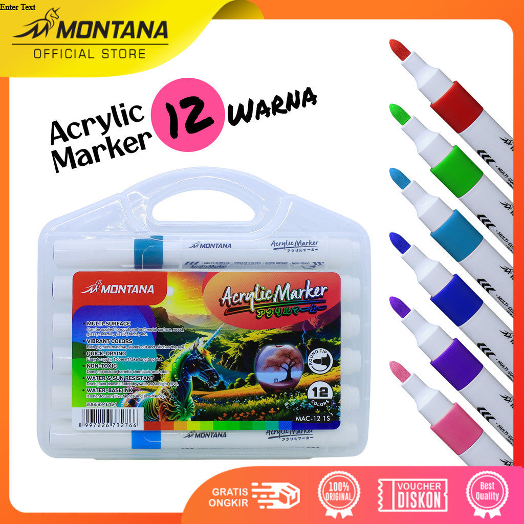 MONTANA Spidol Akrilik Acrylic Marker 12 Warna MAC-12 1S