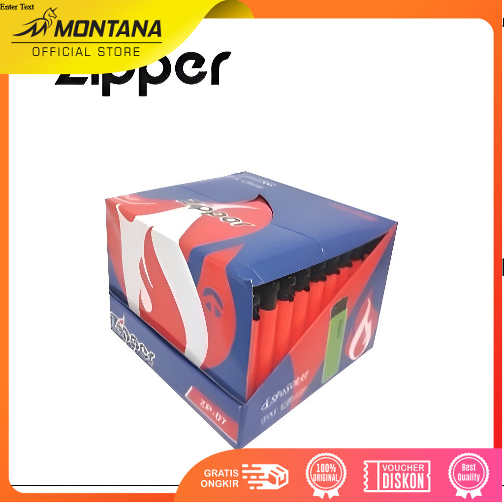 MONTANA Korek Api Zipper Gas Lighter 8 x 2.3 Cm Disposable Modern Contemporary ZR-07/Box