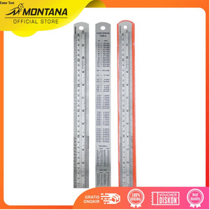 MONTANA Penggaris Besi Stainless 30 cm 12 Pcs Steel Ruler Garisan RT-30S