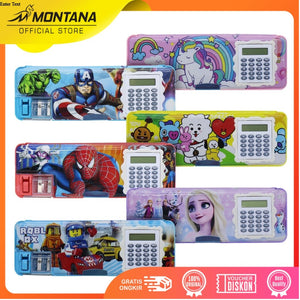 MONTANA Kotak Pensil Kalkulator 20x8 Cm Pencil Case Calculator Study Set Tempat Alat Tulis 102-1