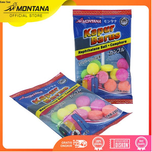 MONTANA Kapur Barus Kamper Sachet Ball Camphore Putih / Warna Warni TKB-25G-