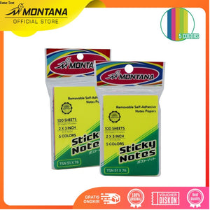 MONTANA Sticky Note Kertas Memo Tempel 100 Sheet Notes Papers Mix Warna TSN51X76