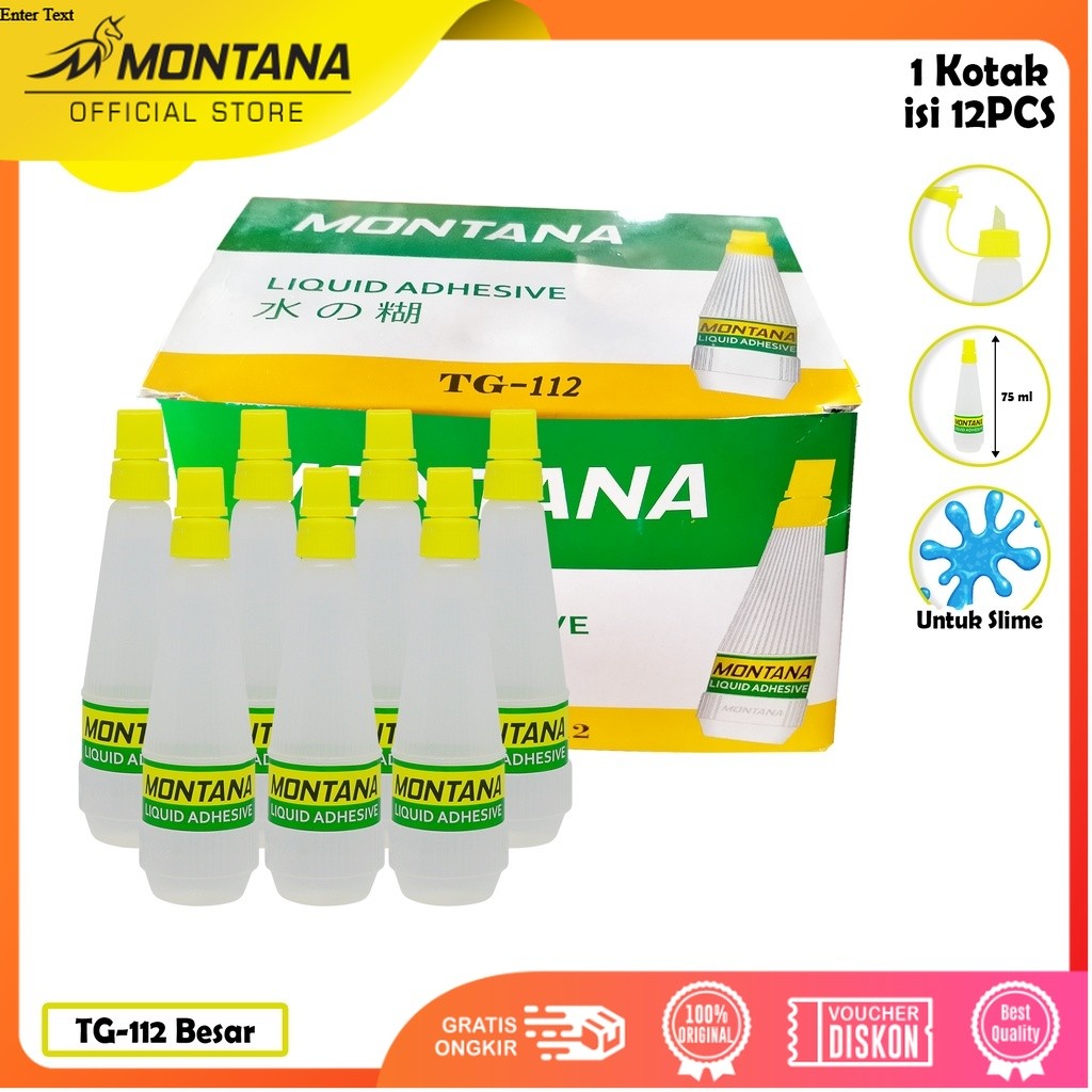 MONTANA Glue Lem Povinal Sedang 75ml Liquid Adhesive Untuk Slime Serbaguna TG-112/Box