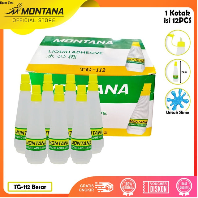 MONTANA Glue Lem Povinal Sedang 75ml Liquid Adhesive Untuk Slime Serbaguna TG-112/Box