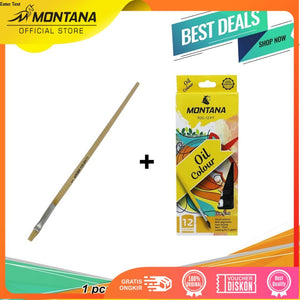 MONTANA Bundling 1 Pcs Kuas Brw-01 + 1 Set Oil Colour TOC-12 PT