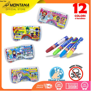 MONTANA Oil Pastel Krayon Minyak 12 Warna Waterproof Alat Mewarnai TOP-12