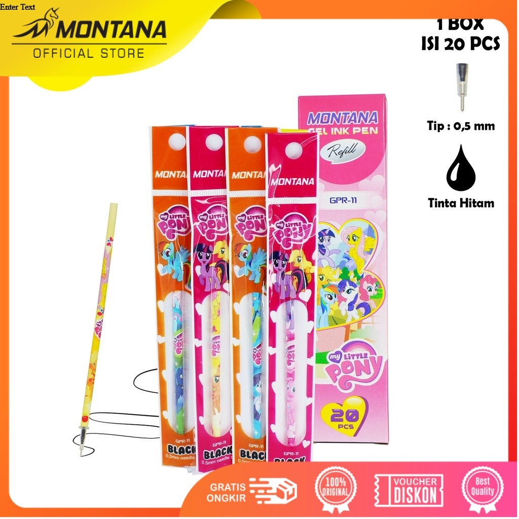 MONTANA Gel Pen Refill 0.5mm 1 Box 24 Set Isi Pulpen Gel GPR-11PONY
