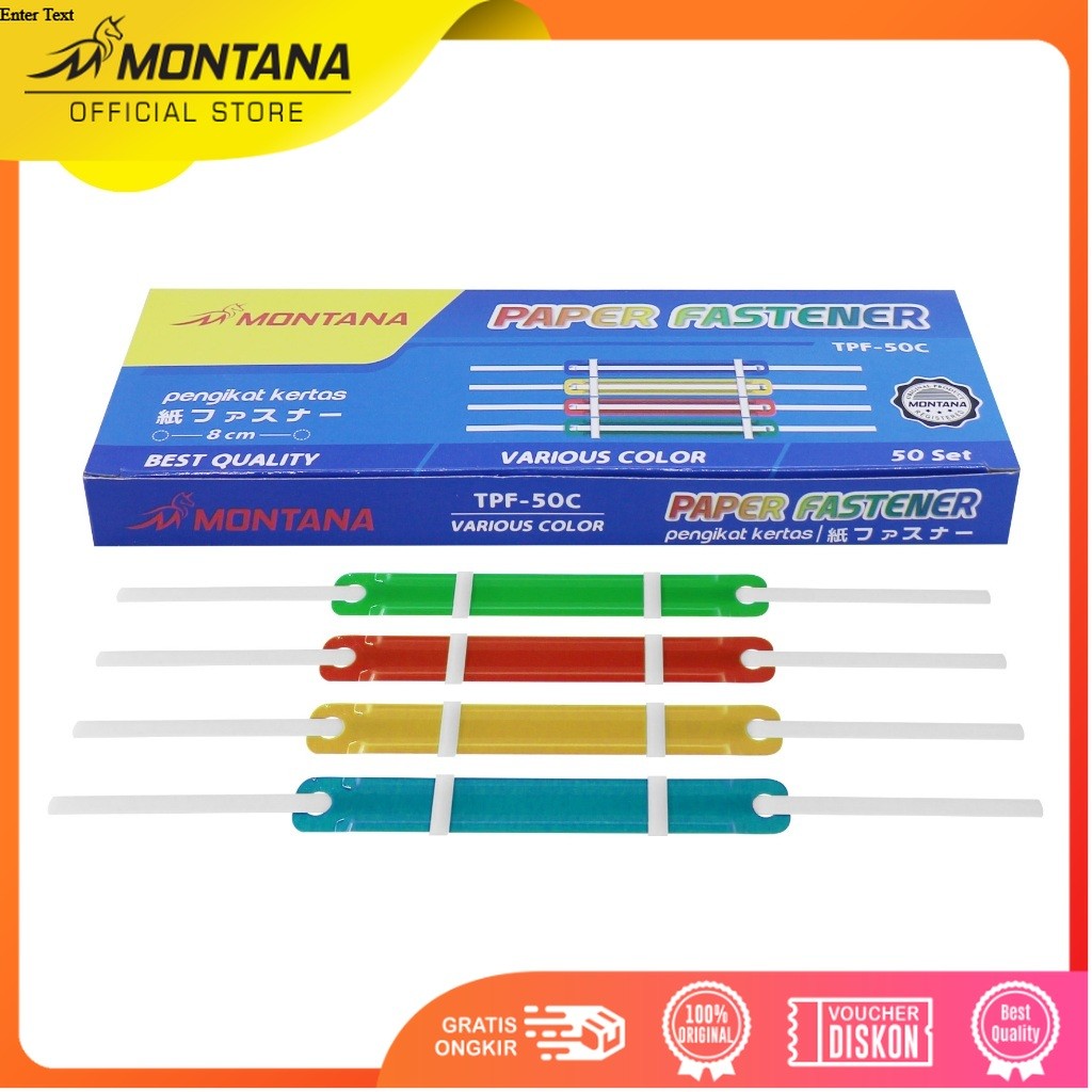 MONTANA Paper Fastener Pengikat Kertas 50 Pcs Various Color Best Quality TPF-50/Box
