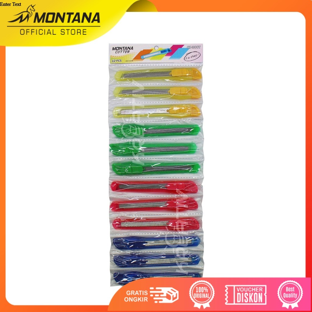 MONTANA Cutter Pisau Pemotong 13 x 1.5 cm 12 Pcs Blade Knife Serbaguna CT-300/Lusin