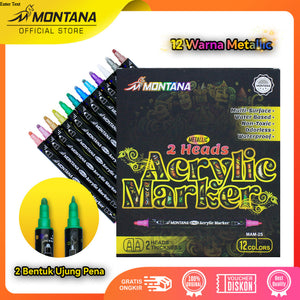 MONTANA Two Head Acrylic Marker Spidol Dual Head Metallic Color Two Head Thickness MAM-2S