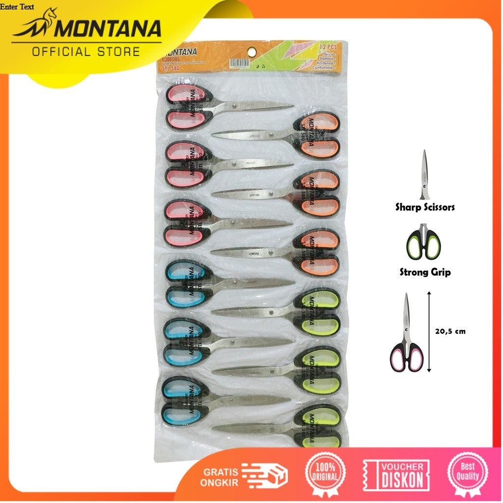 MONTANA Scissors Gunting Stainless Steel 20.5 Cm Multipurpose Kuat Tajam Anti Karat STL-580/Lusin