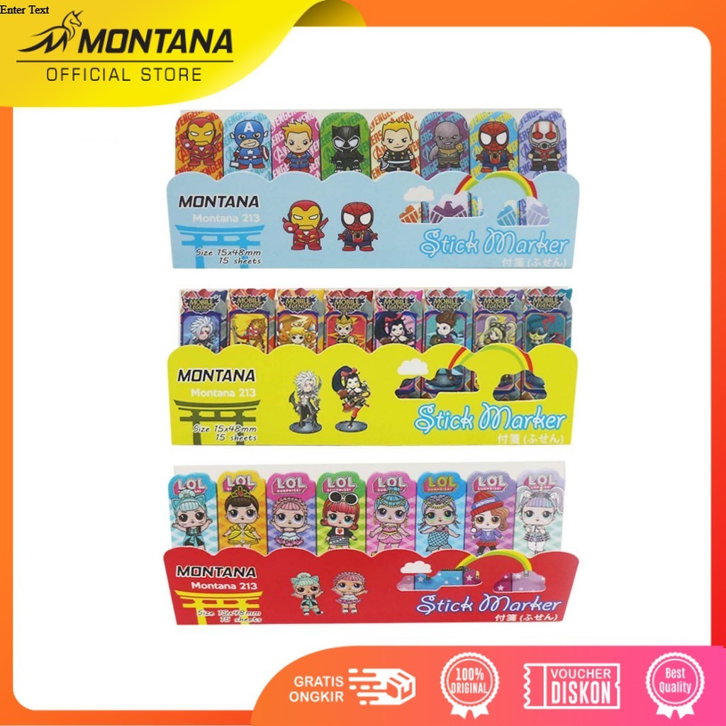MONTANA Sticky Note Kertas Memo Tempel Stick Marker Motif Random 213