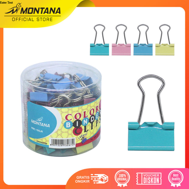 MONTANA Color Binder Clip Penjepit Kertas 15 mm 60 Pcs Klip Warna Warni MBC-105JR