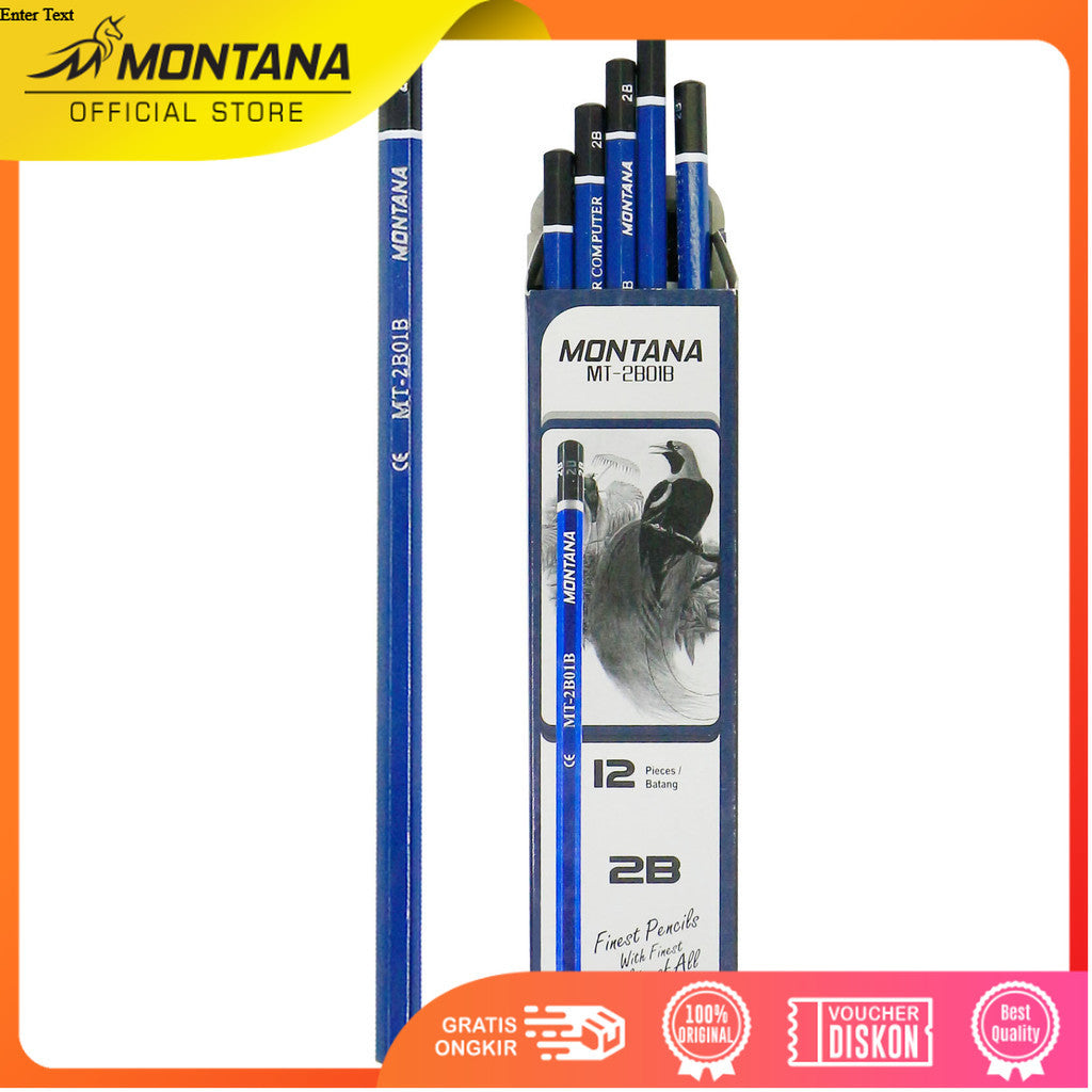 MONTANA Pensil 2B Lulus Uji Komputer 1 Gross Pencil Alat Tulis Sekolah MT2B01-B