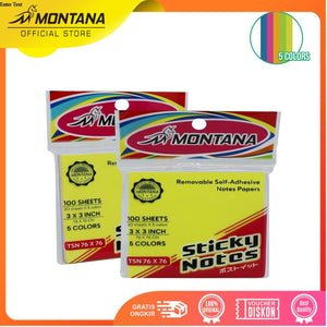 MONTANA Sticky Note Kertas Memo Tempel 100 Sheet Notes Papers Mix Warna TSN76X76
