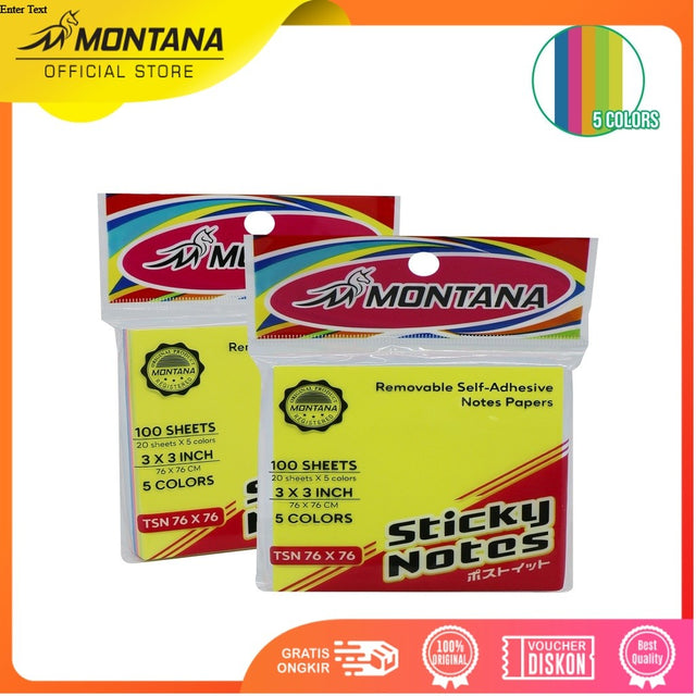 MONTANA Sticky Note Kertas Memo Tempel 100 Sheet Notes Papers Mix Warna TSN76X76